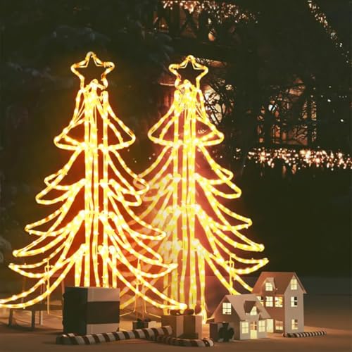 Hommdiy LED-Weihnachtsbäume 2 Stk. Klappbar Warmweiß 87x87x93 cm von Hommdiy