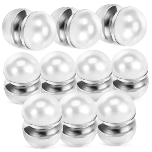 Homoyoyo 10 Paar Hochzeits-Lasso Stift Gewicht Ornamente Haarnadeln hijab magnete kopftuch magnete trachtenbrosche magnetkugeln runder Magnetverschluss Druckknopf für Kleidung Metall Silver von Homoyoyo