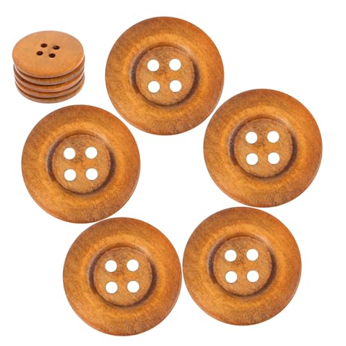 Homoyoyo 10 Stück 50mm Hellbraune Holzknöpfe - Runde XXL Knöpfe Aus Holz - Ideal Für DIY Bastelprojekte Und Zum Nähen Von Kleidung Blazer Und Accessoires von Homoyoyo