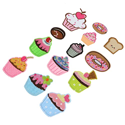 Homoyoyo 13-teiliges Set Cartoon Donut Und Cupcake Aufnäher Zum Aufbügeln - Bunte Bestickte Patches Für DIY Kleidung Taschen Und Kreative Bastelprojekte von Homoyoyo