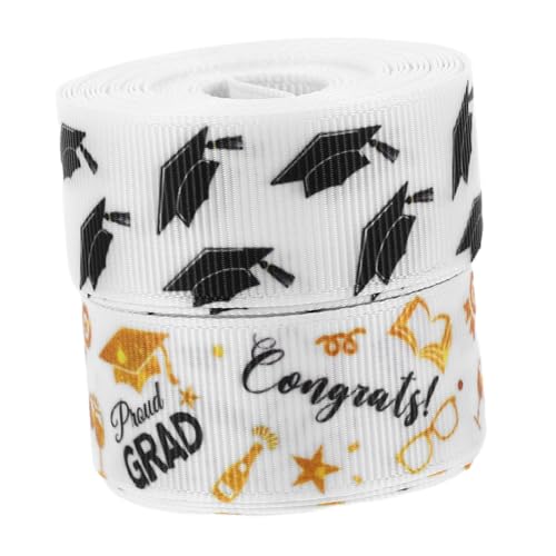 Homoyoyo 2 Rollen Graduationssatinband Breit Weiches Polyester Geschenkband für DIY Dekorationen Blumensträuße Partyaccessoires mit Einzigartigem Abschlussmotiv Homoyoyo 2 Rollen Graduationssatinband Breit Weiches Polyester Geschenkband für DIY Dekorationen Blumensträuße Partyaccessoires mit Einzigartigem Abschlussmotiv von Homoyoyo