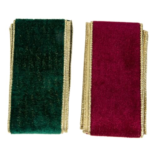 Homoyoyo 2 Rollen Weihnachtsband Flockband Diy Geschenkband für Geschenkverpackung Weihnachtsbaum Dekoration Grün und Weinrot Samtband Homoyoyo 2 Rollen Weihnachtsband Flockband Diy Geschenkband für Geschenkverpackung Weihnachtsbaum Dekoration Grün und Weinrot Samtband von Homoyoyo