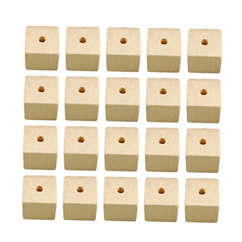 Homoyoyo 20 Stück Große Holzperlen Würfel Mit Loch - Natürliche Leere Holzwürfel 20x20mm Für Schmuck - Halsketten Und Kreative DIY Projekte von Homoyoyo