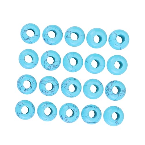 Homoyoyo 20 Stück Türkis Achat Perlen Mit Großem Loch - Natürliche Edelstein Donut Perlen in Blau Für Schmuckherstellung Und DIY-Projekte Ideal Für Armbänder Und Halsketten von Homoyoyo