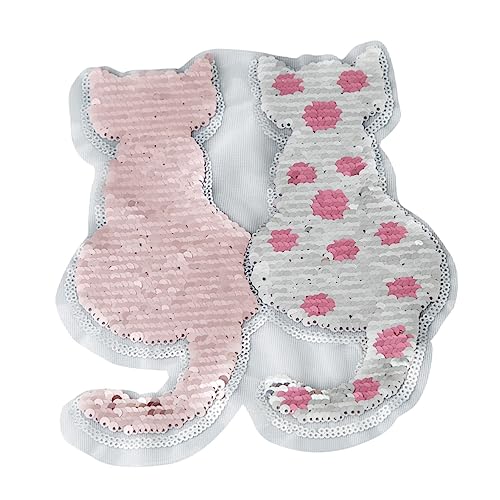 Homoyoyo 2er Set Glitzer Katzen Aufnäher - Funkelnde Bügelbilder Für Jeans - Taschen Und Kleidung Tierische Deko Patches Zum Aufnähen Und Aufbügeln von Homoyoyo