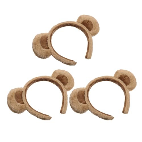 Homoyoyo 3Pcs Niedliche Bärenohren Stirnband -Set Bewegliche Braune Bärenohren Katzenohren Stirnbänder Für Erwachsene Kinder Und Kleinkinder Für Kostüme Partys Und Foto -Requisiten von Homoyoyo