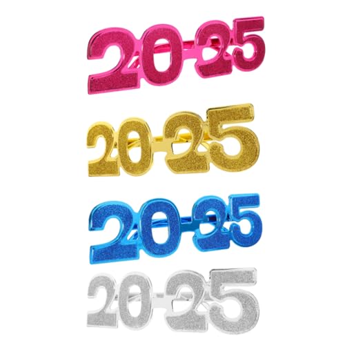 Homoyoyo 4 Stück 2025-Brillen Glitzernde 2025-Brillen Nummern-Sonnenbrillen Klasse Von 2025 Abschlussfeier -Requisiten Frohes Neues Jahr Brillen Partyzubehör von Homoyoyo