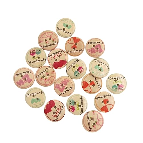 Homoyoyo 50 Stück Holzknöpfe 20mm Für – Handmade with Love Knöpfe Für Scrapbooking - Nähen Und Kleidung - Ideal Für Babyknöpfe Und Jungenbekleidung von Homoyoyo