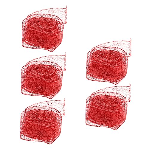 Homoyoyo 5er Set Poly Mesh Band 2m - Glitzerndes Wickelband Für Weihnachten - Hochzeiten Und Partys in Rot Ideal Für Kreative Geschenkverpackungen Und DIY Projekte von Homoyoyo