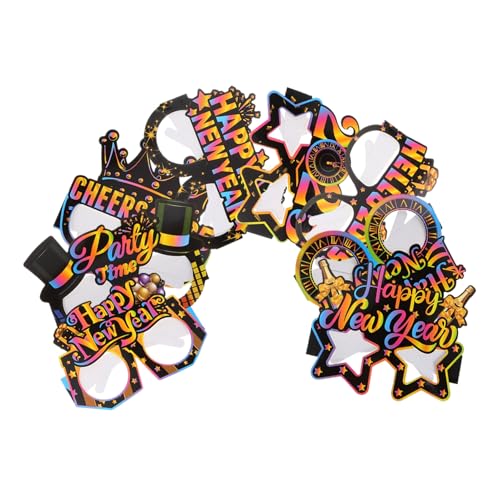 Homoyoyo 8St 2025 Brille hochzeit party dekoration Jahre frohes neues jahr kostüm Neujahr Kostüm Brillen Rave-Brille Weihnachtsbrille Requisitenbrille Party-Gunst-Gläser Papier von Homoyoyo