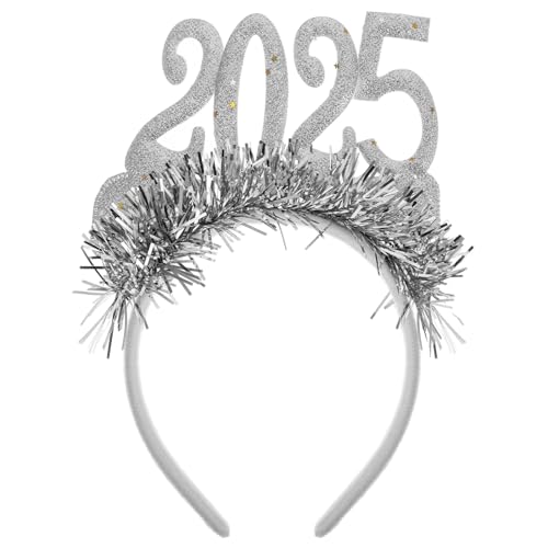 Homoyoyo Neujahrs-Party-Stirnband 2025 Frohes Neues Jahr Haarbänder Mit Goldfolien-Glitzer 2025-Feiertags-Haarband Kopfschmuck Kopfbedeckung Für Silvester-Partyzubehör von Homoyoyo