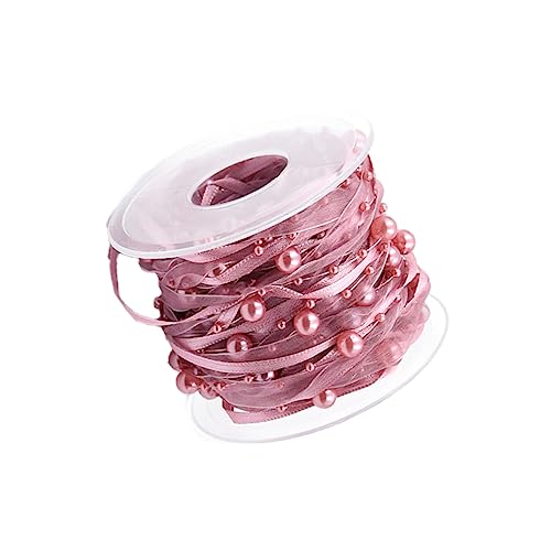 Homoyoyo Perlenband Für Hochzeiten – Rosa Dekoband Aus Organza Mit Perlen – 1-1m Geschenkband Für DIY Basteln - Haarschleifen Geschenkverpackungen Und Kuchendekorationen von Homoyoyo