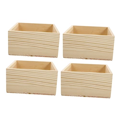 Homoyoyo Rustikale Holzboxen 15x15 Cm – Set Aus 4 Unbehandelten Holzkisten Für Kreative Bastelprojekte - Stilvolle Heimdekoration Und Praktische Aufbewahrung Ohne Deckel von Homoyoyo