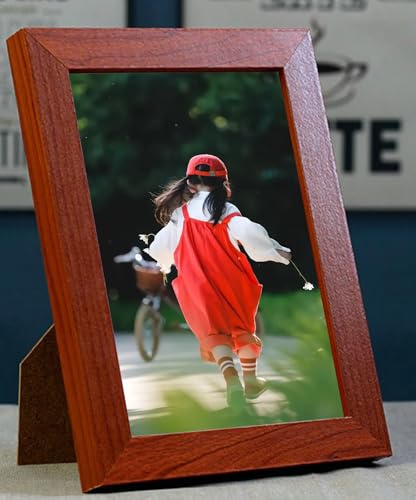 Homxi Bilderrahmen 21.09 x 29.72cm Vintage Rot Holz,Rechteckig Bilderrahmen Klein Wand und Tischplatte Senkrecht und Querformat,Fotowand Hochzeit Deko von Homxi