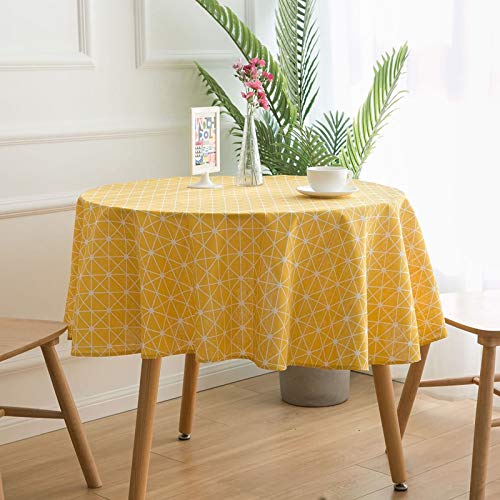Homxi Runde Tischdecke Outdoor 150CM,Tischtuch Outdoor Gelb Geometrisch Muster Leinen Baumwolle Tischdecke für Draussen Homxi Runde Tischdecke Outdoor 150CM,Tischtuch Outdoor Gelb Geometrisch Muster Leinen Baumwolle Tischdecke für Draussen von Homxi
