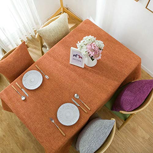 Homxi Tischdecke Garten Quadrat 140 W x 140 L cm,Tischdeko Hochzeit Orange Einfarbig Baumwolle Tischdecke Fleckschutz von Homxi