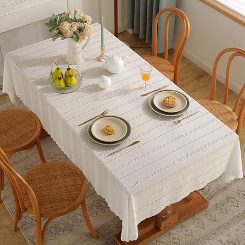 Homxi Tischdecke Garten Rechteckig 140 W x 260 L cm,Fleckschutz Tischdecke Weiß Einfarbig mit Hohl Chenille Tafeldecke Homxi Tischdecke Garten Rechteckig 140 W x 260 L cm,Fleckschutz Tischdecke Weiß Einfarbig mit Hohl Chenille Tafeldecke von Homxi