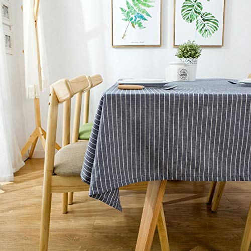 Homxi Tischdecke Rechteckig Groß 90 W x 130 L cm,Tischdecke Fleckabweisend Grau Blau Streifen Baumwolle Fleckschutz Tischdecke von Homxi