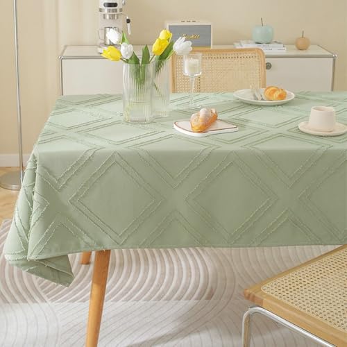 Homxi Tischdecke Rechteckige Outdoor 110 W x 170 L cm,Tischdecke für Gartentisch Grün Raute Leinen Baumwolle Tischschutz Homxi Tischdecke Rechteckige Outdoor 110 W x 170 L cm,Tischdecke für Gartentisch Grün Raute Leinen Baumwolle Tischschutz von Homxi
