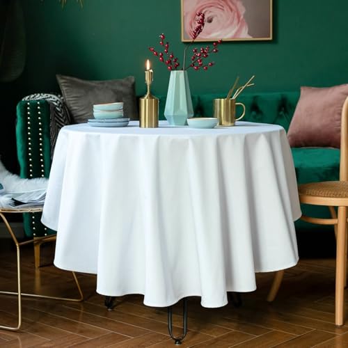 Homxi Tischtuch Rund Outdoor 140CM,Tischwäsche Tisch Weiß Einfarbig Leinen Baumwolle Garten Tischdecken für Draußen Homxi Tischtuch Rund Outdoor 140CM,Tischwäsche Tisch Weiß Einfarbig Leinen Baumwolle Garten Tischdecken für Draußen von Homxi
