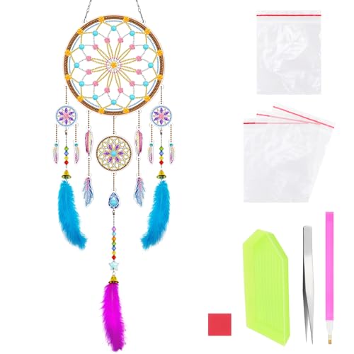 HonGien Dreamcatcher Handgefertigt, DIY Diamant Malerei Traumfänger, Diamond Painting Traumfänger Ornament für Weihnachten, Valentinstag, Home Party Dekoration(BMW07) von HonGien