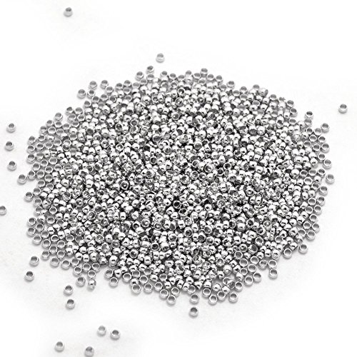 Honbay 2000 Stück 2 mm runde Quetschperlen, Abstandshalter, Perlen für DIY-Schmuckherstellung (Silber) von Honbay