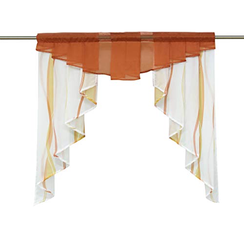 HongYa Tunnelzug Scheibengardine transparenter Voile Kurzgardine für Kleinfenster H/B 145/120 cm Creme Terra von HongYa