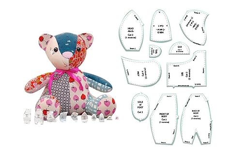 Hongjingda Bear Template Ruler Set, 10 Stück Bear Vorlage Lineal Set, Quiltlineale Und Schablonen Für Bären Plüsch, Kuschelkissen Nähmuster Für Anfänger (25CM) von Hongjingda