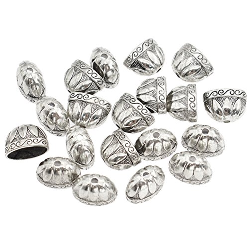 Hongma 20 Stück Perlenkappen Endkappen Blumenkappen Halbkreis Silber Messing Schmuckzubehör DIY von Hongma