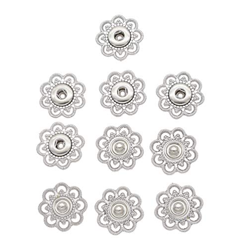 Hongma 5 Stück Blumen Druckknöpfe Buttons Schwarz Silber Gold für DIY Basteln Durchmesser 21mm von Hongma