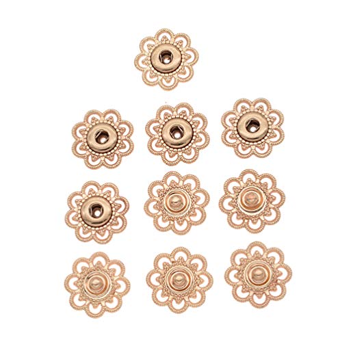 Hongma 5 Stück Blumen Druckknöpfe Buttons Schwarz Silber Gold für DIY Basteln Durchmesser 21mm von Hongma