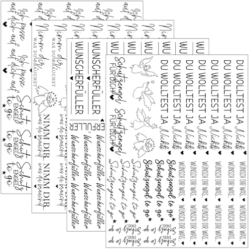 Hongma Rub On Sticker ca.A5 19x14cm-Großformat Transfers 4PCS Sprüche für Raysin für Keraflott Möbel Glas Holz DIY Deko Rub On Folie Rubons Aufkleber Wunscherfüller Schutzengel von Hongma