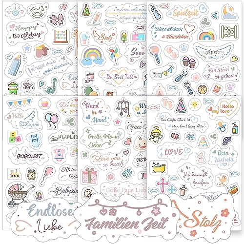 Sticker Babyalbum Aufkleber Fotoalbum Baby Babysticker Transparent über 180 Motiv Set für Kinder Babyparty Geschenk Jahr Buch Scrapbook Zubehör von Hongma