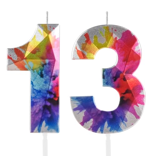 Hongplus Bunte Graffiti-Kerze, Zahl 13, 2 Stück, je 4,1 x 7,6 cm, umweltfreundliches Wachs, perfekt für Geburtstagskuchen und Partys Hongplus Bunte Graffiti-Kerze, Zahl 13, 2 Stück, je 4,1 x 7,6 cm, umweltfreundliches Wachs, perfekt für Geburtstagskuchen und Partys von Hongplus