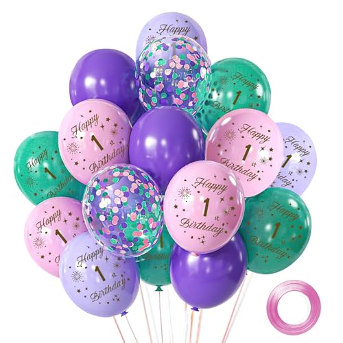Luftballons 1 Geburtstag Junge Mädchen, 15 Stück Luftballons Rosa Lila Deko 1.Geburtstag, 12 Zoll Happy Birthday Konfetti Balloons für Geburtstagsfeiern Luftballons 1 Geburtstag Junge Mädchen, 15 Stück Luftballons Rosa Lila Deko 1.Geburtstag, 12 Zoll Happy Birthday Konfetti Balloons für Geburtstagsfeiern von Hongplus