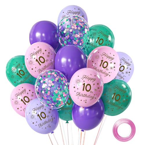 Luftballons 10 Geburtstag Junge Mädchen, 15 Stück Luftballons Rosa Lila Deko 10.Geburtstag, 12 Zoll Happy Birthday Konfetti Balloons für Geburtstagsfeiern Luftballons 10 Geburtstag Junge Mädchen, 15 Stück Luftballons Rosa Lila Deko 10.Geburtstag, 12 Zoll Happy Birthday Konfetti Balloons für Geburtstagsfeiern von Hongplus
