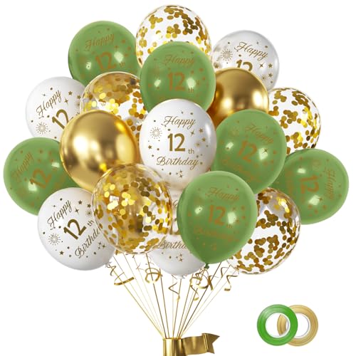 Luftballons 12 Geburtstag Junge Mädchen, 16 Stück Luftballons Grün Deko 12.Geburtstag, 12 Zoll Happy Birthday Konfetti Balloons für Geburtstagsfeiern Luftballons 12 Geburtstag Junge Mädchen, 16 Stück Luftballons Grün Deko 12.Geburtstag, 12 Zoll Happy Birthday Konfetti Balloons für Geburtstagsfeiern von Hongplus