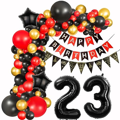 23 Geburtstag Deko Frauen Schwarz Rot deko 23. Geburtstag Frauen, 23 Jahre Geburtstagdeko Luftballons Girlande 23. Geburtstag Frau Schwarz Rot Ballon Girlande Happy 23 Birthday Dekoration Frau von Hongyantech