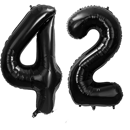 40 Zoll 2 Luftballons Zahle 42. Schwarz Geburtstag XXL 100cm Riesen Folienballon Zahlenballon 42 Schwarz Nummer Folienballon 42 Ballon Zahl 42 Heliumballon Luftballon 42 für Geburtstag Party Deko(42) von Hongyantech