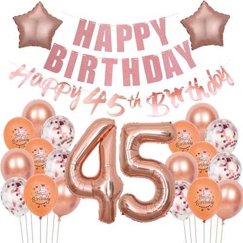 Deko 45. Geburtstag Frauen luftballons 45 Geburtstag Frauen Deko Geschenk für 45. Geburtstag Frauen Rosegold Geburtstag 45 Frauen Geburtstagsdeko 45 jahre Frau Geburtstag dekoration Rosegold von Hongyantech