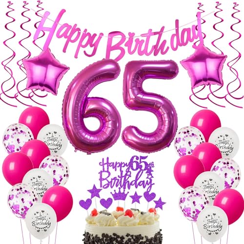 Deko 65. Geburtstag Frauen luftballons 65 Geburtstag Deko Geschenk für 65. Geburtstag Frauen rosa 65. Geburtstag Tortendeko 65 Frau Geburtstagsdeko 65 jahre Frau Geburtstag dekoration rosa von Hongyantech