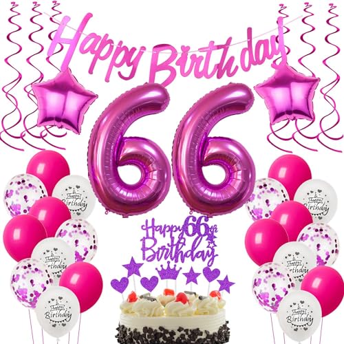 Deko 66. Geburtstag Frauen luftballons 66 Geburtstag Deko Geschenk für 66. Geburtstag Frauen rosa 66. Geburtstag Tortendeko 66 Frau Geburtstagsdeko 66 jahre Frau Geburtstag dekoration rosa von Hongyantech