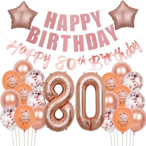 Deko 80. Geburtstag Frauen luftballons 80 Geburtstag Frauen Deko Geschenk für 80. Geburtstag Frauen Rosegold Geburtstag 80 Frauen Geburtstagsdeko 80 jahre Frau Geburtstag dekoration Rosegold von Hongyantech