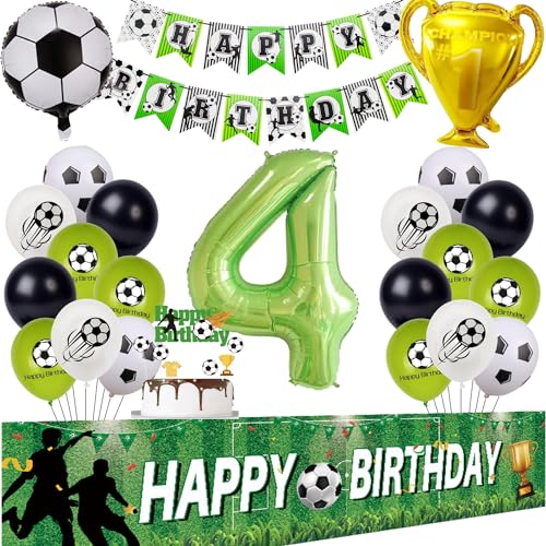 Fußball 4 Geburtstag Deko Fussball Luftballon 4. Geburtstag Grün Geburtstagsdeko Jungen 4 Jahre Fussball Ballon 4 Geburtstag Fussball Hintergrund 4 Jahre Junge Fußball 4. Fussball Party Deko von Hongyantech