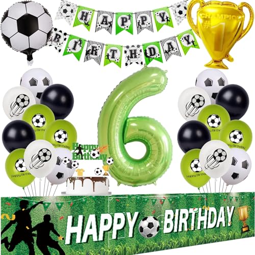 Fußball 6 Geburtstag Deko Fussball Luftballon 6. Geburtstag Grün Geburtstagsdeko Jungen 6 Jahre Fussball Ballon 6 Geburtstag Fussball Hintergrund 6 Jahre Junge Fußball 6. Fussball Party Deko von Hongyantech