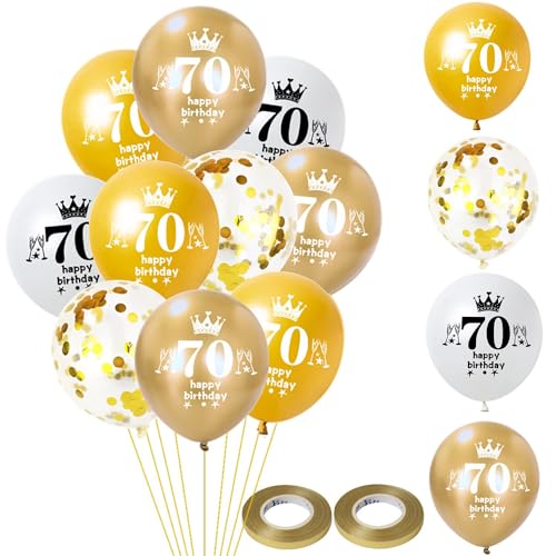 Luftballon 70. Geburtstag Mann Frauen Deko 32 Stück Gold weiß Ballons 70. Geburtstag Dekoration Happy 70 Geburtstag Latex Ballon Geburtstagsdeko 70 jahre Frauen Männer Geburtstag Party deko von Hongyantech