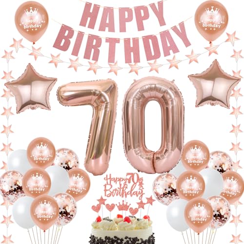 deko 70. Geburtstag Dekoration frau Rosegold Tortendeko 70 Geburtstag frauen Deko Luftballons 70. Geburtstag Party Deko 70 jahre frau Geburtstagsdeko Folienballon 70 Geburtstag Geschenk von Hongyantech