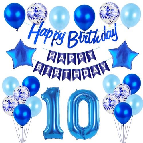 Luftballons 10 .Geburtstag Deko Junge blau Folien ballon 10 Geburtstag Deko Junge geburtstagsdeko 10 jahre geburtstag dekoration Junge, deko 10. Geburtstag Junge deko girlande 10 Geburtstag banner von Hongyantech