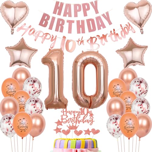 Luftballons 10 Geburtstag Dekoration mädchen Ballon Deko 10. Geburtstag mädchen rosegold Geburtstagsdeko 10 jahre mädchen Geburtstag Tortendeko 10.geburtstag mädchen Party Deko 10 Geburtstag girl von Hongyantech