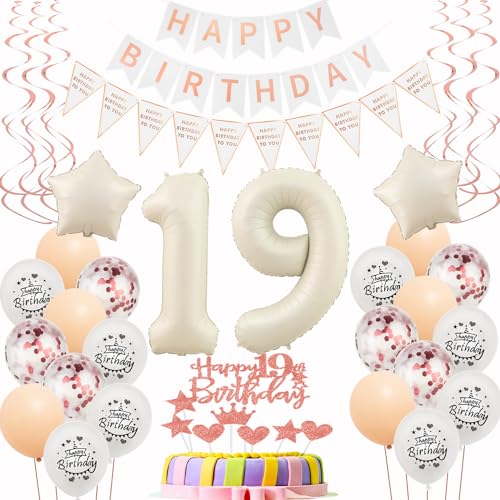 Luftballons 19 Geburtstag Mädchen Beige Roségold Deko 19. Geburtstag Mädchen Tortendeko 19 Mädchen Geburtstagdeko 19 Jahre Mädchen Geburtstag deko Beige Ballon 19. Geburtstag deko 19th Birthday von Hongyantech